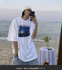 ビッグシルエットヴィンテージ加工オマージュプリントロックTシャツ