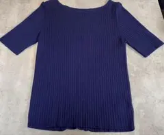 Pierrot 半袖ニットセーター ネイビー Mサイズ