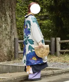 2026春夏新作 カヤ 花墨長羽織 ロングカーディガン 着物風 和風 山吹
