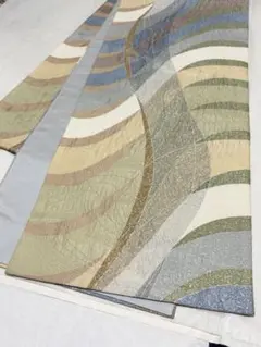 平和屋1■博多織　鵬翔　六通太鼓柄袋帯　膨れ織　霞草木文　金彩　逸品　未使用　CAAG3092eg