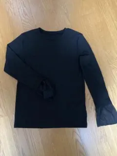 黒リブ編み長袖Tシャツ