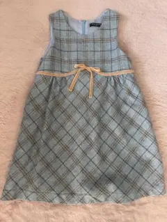 pom ponette 水色 チェック柄 ワンピース120㎝