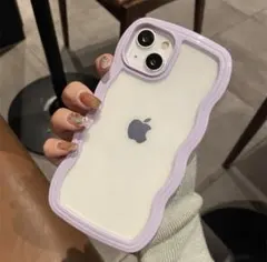 ☆ウェーブケース☆ iPhone12promax背面クリア    パープル