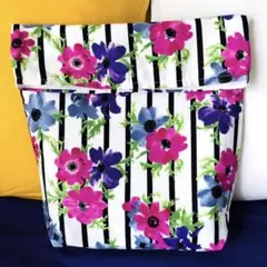 【新品未使用品】ハンドメイド バッグインバック ピンク フラワー オックス
