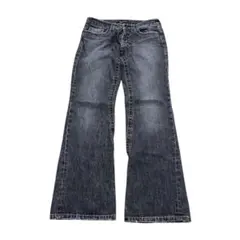 y2kブラックフレアデニム　ベルボトムarchive平成グランジギャル古着00s