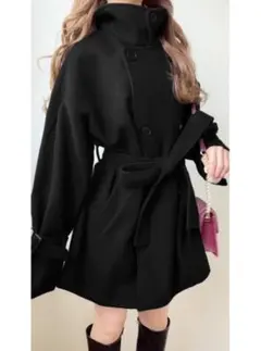 GRL 襟2Wayリボンベルト付きショート丈コート[kz159]