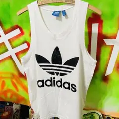 【デカロゴ】アディダス BIG リーフ ロゴ ホワイト タンクトップ