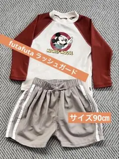 futafuta 90㎝ ミッキーマウス ラッシュガード 水着セット