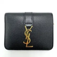 【美品】サンローランパリ YSLライン 二つ折り財布 670285 ブラックのサムネイル