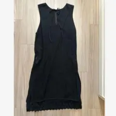 美品　ノースリーブ　かぎ編み　レース　ワンピース ブラック