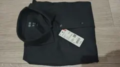 ユニクロLサイズ エアリズムコットンフルオープンポロシャツ半袖ブラック