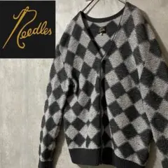 Needlesニードルズcardiganカーディガンセーターニット黒白チェック柄
