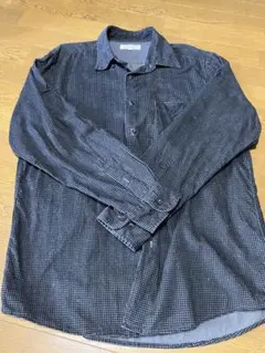 ダークブルー ホワイト チェック柄 長袖シャツ XL