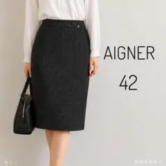 AIGNER アイグナー　ドット柄 タイトスカート ブラック 42 大きいサイズのサムネイル