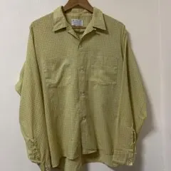 60s オープンカラーシャツ ボックス　ブロックチェック　イエローのサムネイル