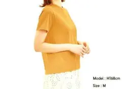 GUジーユー　カラークールネックTシャツ　WOMEN　М　オレンジ　新品　綿