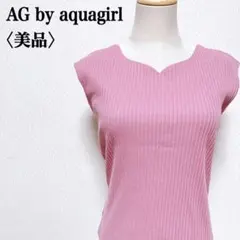 【美品】エージーバイアクアガール リブニット ピンク ハートロゴ Y2K 春夏のサムネイル