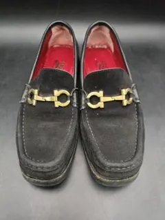 MT327 フェラガモ ダブルガンチーニ ビットローファー スエード ブラック