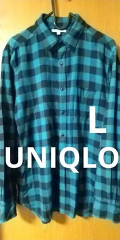UNIQLO ターコイズと黒のチェックネルシャツ薄手 着用回数少ない！