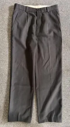 チャコールグレー スラックス センタープレス ワイドパンツ