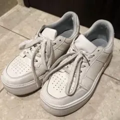 スニーカー 白 ホワイト 厚底 Lサイズ 24.5