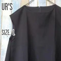 ＬＳ291☆ユアーズ☆ボートネックノースリーブトップス☆フレアシルエット☆黒☆Lのサムネイル