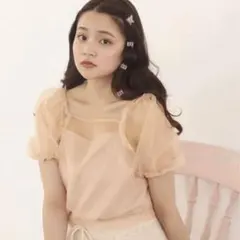 シャツ+ブラウス(半袖+袖なし) muguet ripple sheer peplum blouse muguet（ミュゲ）の「ripple sheer peplum blouse（シャツ/ブラウス