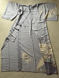訪問着 薄紫色 シルク 花柄刺繍 帯付きHéfú kimono