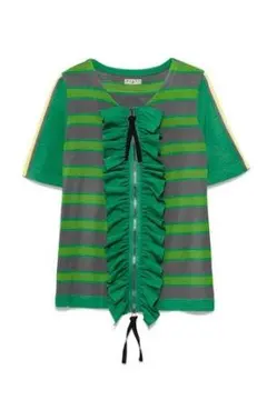 MARNI at H&M グリーンストライプ 半袖トップス(M) - メルカリ