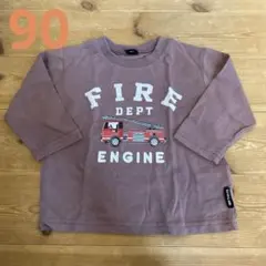 消防車プリント長袖Tシャツ 90cm