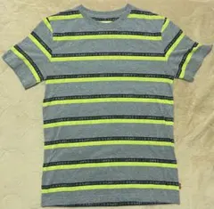 【美品人気　Levi's ボーダー柄 Tシャツ グレー×ネオンイエロー　XL】のサムネイル