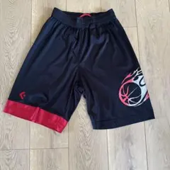 バスケットボール ショートパンツ 黒 赤(150cm)