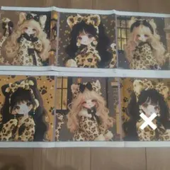 豹柄コートとリボンレディ5パネル