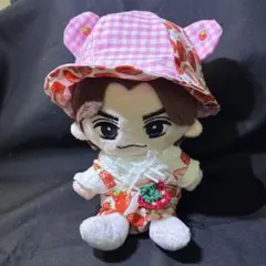 はぴぬい服　TJサイズ　いちごくま耳帽のセット　No.116-7