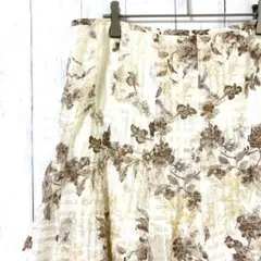 トランスワーク 花柄 アイボリー 茶色 4L相当 48 大きい フレア 三陽商会のサムネイル