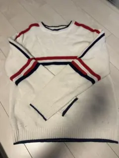 ストライプデザイン クルーネックニット