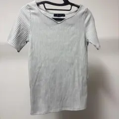 nano universe Vネック 半袖Tシャツ ライトグレー Sサイズ