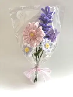 モールフラワー　パープル系　花束　ハンドメイド　枯れない花　プレゼント　ギフト