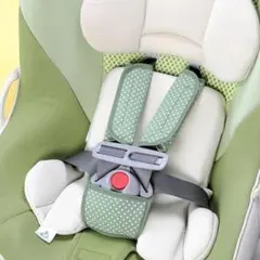 【2点セット】チャイルドシート ベルトカバー 股ベルトカバー ドットグリーン