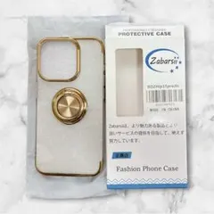 iPhone 15 Pro ケース リング 透明 クリア アイフォン ゴールド