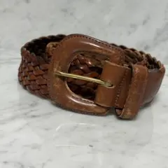 COACH コーチ ベルト メッシュ 編み込み 本革 レザー ブラウン