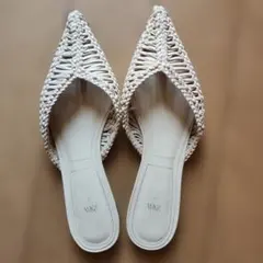 ZARA 編み込みメッシュフラットミュール 37のサムネイル