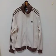 adidas モノグラム サテン トラックジャケット 茶×ベージュ M 極美品