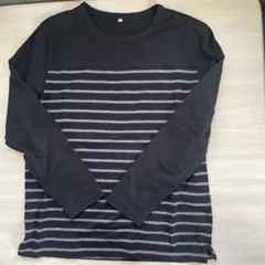 黒とグレーのストライプ長袖 Lサイズ