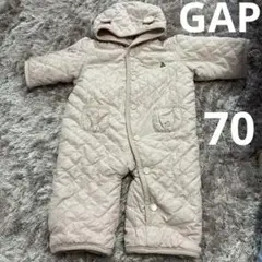 ベージュ キルティングロンパース フード付き　GAP