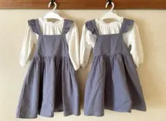 不思議の国のアリス　双子　エプロンワンピース ハロウィン　お揃い　綿100 90