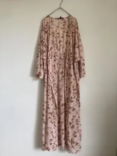 Forever21 花柄ロングカーディガン M ピンク チャ アカ