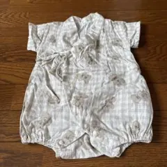 タイニーベア くま柄 コットン甚平 ロンパース 70～80cm