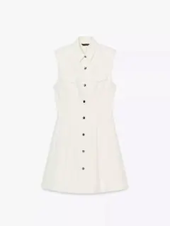 【完売品】ZARA ザラ　クレープミニワンピース　エクリュ　M