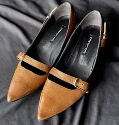 ラボキゴシワークスのポインテッドトゥパンプス24.5cm キャメル色 本革レザー